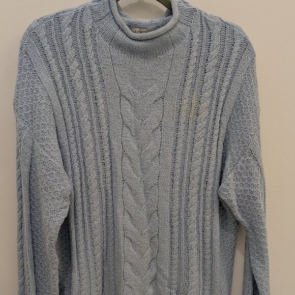 NWT J Crew Light Blue Cable Knit Turtleneck Sweater - Picture 1 of 5